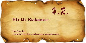 Hirth Radamesz névjegykártya
